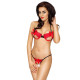 Комплект білизни Passion COCTAIL BIKINI, red, ліф з бантиками, стрінги-ниточки