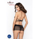 Прозора сорочка з відкритою спиною Passion MARESOL CHEMISE, black, трусики