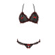 Комплект білизни Passion GIANA BIKINI, black, напівпрозорі ліф і трусики з бантиками