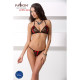 Комплект білизни Passion MELISSA BIKINI, black, ліф зі шнурівкою і трусики стрінги