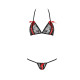 Комплект білизни Passion MELISSA BIKINI, black, ліф зі шнурівкою і трусики стрінги