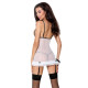 Сорочка прозора з пажами Passion ORIHIME CHEMISE, white, трусики, стрепи