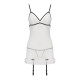 Сорочка прозора з пажами Passion ORIHIME CHEMISE, white, трусики, стрепи