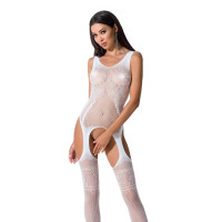 Бодістокінг Passion BS061 white, комбінезон, імітація панчіх