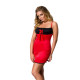 Сорочка приталена з відкритою спиною Passion LENA CHEMISE, red, трусики