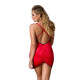 Сорочка приталена з відкритою спиною Passion LENA CHEMISE, red, трусики
