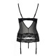 Корсет з відкритими грудьми Passion Exclusive NORTH CORSET S/M, black, пажі, трусики, шнурівка