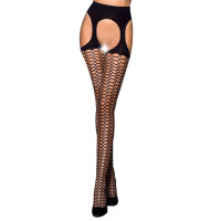 Еротичні колготки Passion TIOPEN 004 (fishnet 40 den), nero, імітація панчох і пояса