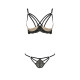 Комплект білизни Passion Exclusive VALERY SET OpenBra L/XL, black, стрепи, трусики, відкритий ліф