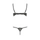 Комплект білизни Passion Exclusive VALERY SET OpenBra L/XL, black, стрепи, трусики, відкритий ліф