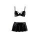 Комплект білизни під латекс Passion DEBY SET XXL/XXXL, black, ліф, мініспідничка, стрінги