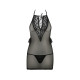 Сорочка прозора приталена Passion ERZA CHEMISE L/XL, black, трусики