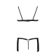 Комплект білизни Passion Exclusive KASSANDRA SET OpenBra L/XL black, ліф з бахроми, трусики-спідниця