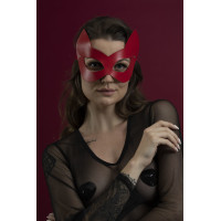 Маска кішечки Feral Feelings - Kitten Mask, натуральна шкіра, червона