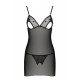 Сорочка з вирізами на грудях, стрінги Passion LOVELIA CHEMISE L/XL, black