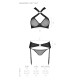 Сітчастий набір AMANDA SET S/M, Black, бюстгальтер з халтером, трусики та пояс для панчох