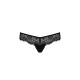 Мереживні трусики-танга з атласним бантиком Passion NAJA THONG XXL/XXXL, black