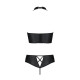 Комплект з еко-шкіри Passion NANCY BIKINI L/XL, black, бра та трусики з імітацією шнурівки