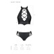 Комплект з еко-шкіри Passion NANCY BIKINI L/XL, black, бра та трусики з імітацією шнурівки