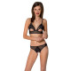 Комплект Passion CHRISTA SET Open Bra L/XL, Black, бралет з ажурним ліфом та відкритими трусиками