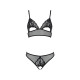 Комплект Passion CHRISTA SET Open Bra L/XL, Black, бралет з ажурним ліфом та відкритими трусиками