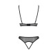 Комплект Passion CHRISTA SET Open Bra S/M, Black, бралет з ажурним ліфом та відкритими трусиками