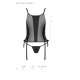 Сітчастий корсет з люверсами та знімними пажами Passion MALWIA CORSET black, екошкіра, стрінги