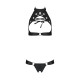 Комплект Passion MALWIA SET OpenBra XXL/XXXL, black, відкритий топ та трусики з екошкіри з люверсами