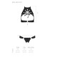 Комплект Passion MALWIA SET OpenBra XXL/XXXL, black, відкритий топ та трусики з екошкіри з люверсами