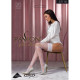 Панчохи Passion ST119 white, ажурна силіконова резинка з квітковим декором і люрексовою ниткою