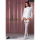 Панчохи Passion ST121 white на ажурній силіконовій резинці з квітковим орнаментом і вертикальним