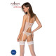 Корсет із пажами Passion URSULA CORSET, White, трусики з ажурним декором та відкритим кроком