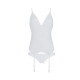 Корсет із пажами Passion URSULA CORSET S/M, White, трусики з ажурним декором та відкритим кроком