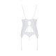 Корсет із пажами Passion URSULA CORSET XXL/XXXL White, трусики з ажурним декором та відкритим кроком