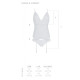 Корсет із пажами Passion URSULA CORSET XXL/XXXL White, трусики з ажурним декором та відкритим кроком