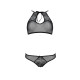 Комплект білизни Passion URSULA SET L/XL, Black, бра, трусики з ажурним декором та відкритим кроком