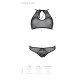 Комплект білизни Passion URSULA SET L/XL, Black, бра, трусики з ажурним декором та відкритим кроком