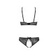 Комплект білизни Passion URSULA SET S/M, Black. бра, трусики з ажурним декором та відкритим кроком