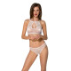 Комплект білизни Passion URSULA SET S/M, White, бра, трусики з ажурним декором та відкритим кроком