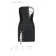 Мінісукня з екошкіри Passion CELINE CHEMISE L/XL, black, шнурівка, трусики в комплекті