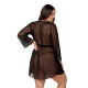 Пеньюар Passion AMBERLY PEIGNOIR, black, ажурні декольте та манжети, широкі рукави