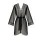 Пеньюар Passion AMBERLY PEIGNOIR, black, ажурні декольте та манжети, широкі рукави