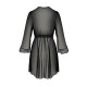 Пеньюар Passion AMBERLY PEIGNOIR, black, ажурні декольте та манжети, широкі рукави