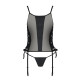 Сітчастий корсет з екошкіри Passion MALWIA CORSET 4XL/5XL black, з люверсами та знімними пажами