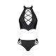 Комплект з екошкіри Passion NANCY BIKINI 4XL/5XL black, бра та трусики з імітацією шнурівки