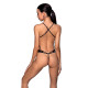 Боді з відкритим доступом Passion TASMINA BODY S/M, black, екошкіра, шнурівки, ажурні мережива