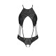 Боді з відкритим доступом Passion TASMINA BODY S/M, black, екошкіра, шнурівки, ажурні мережива