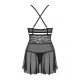 Еротичний мереживний комплект із сіточкою Obsessive 838-BAB-1babydoll & thong black S/M