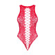 Ажурний бодістокінг із ефектом шнурівки Obsessive B120 teddy red S/M/L, червоний