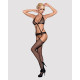 Сітчастий бодістокінг з імітацією топа, пояса та панчохи Obsessive Bodystocking N108 S/M/L, чорний
